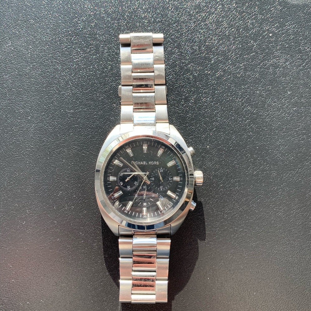 Michael Kors Black & Silver Stainless Steel Watch